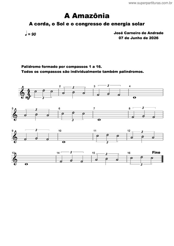 Partitura da música A Amazônia