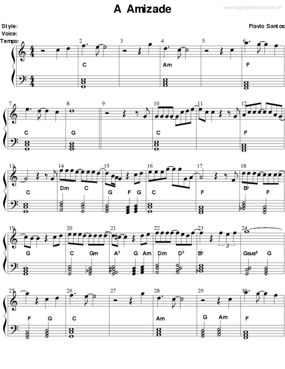 Partitura da música A Amizade