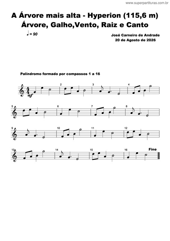 Partitura da música A Árvore Mais Alta - Hyperion (115,6 M)