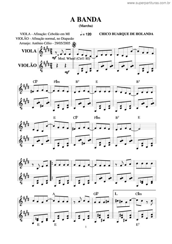 Partitura da música A Banda v.12