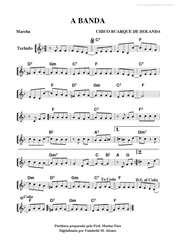 Partitura da música A banda