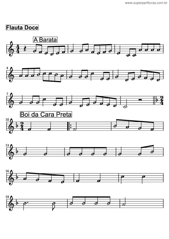 Partitura da música A Barata