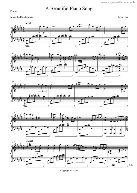 Partitura da música A Beautiful Piano Song