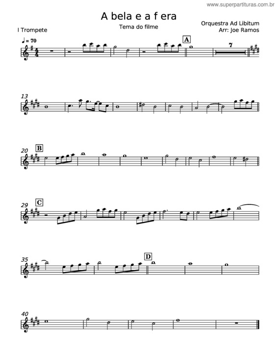 Partitura da música A Bela E A Fera – Ad Libitum v.2