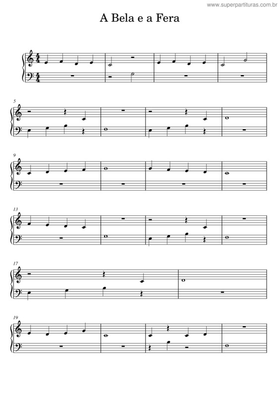 Partitura da música A Bela E A Fera – Disney v.3