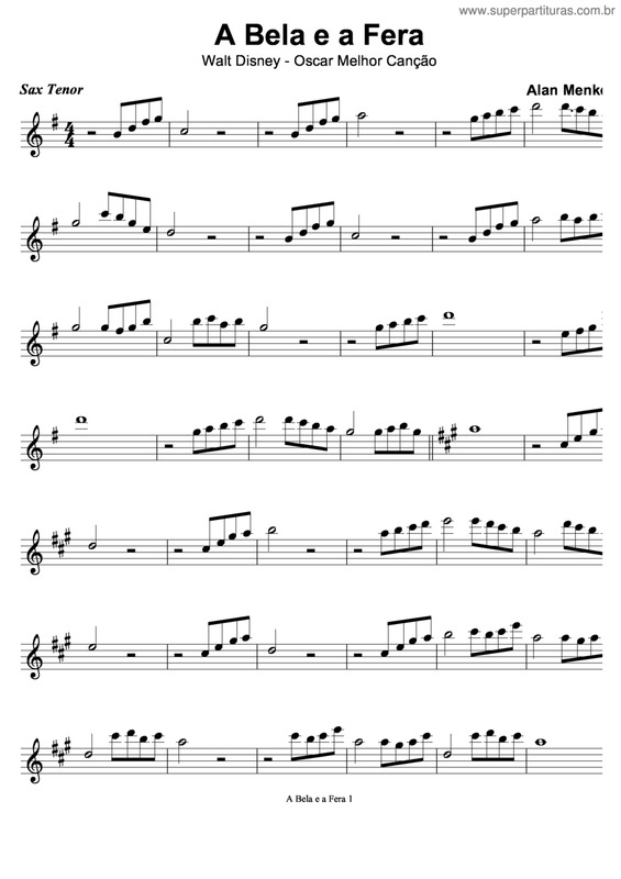 Partitura da música A Bela E A Fera v.11