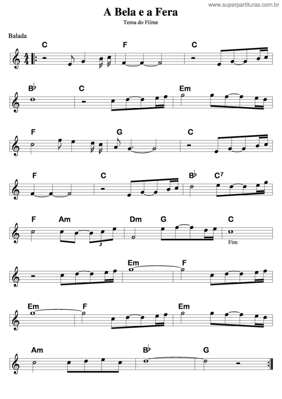 Partitura da música A Bela E A Fera v.15