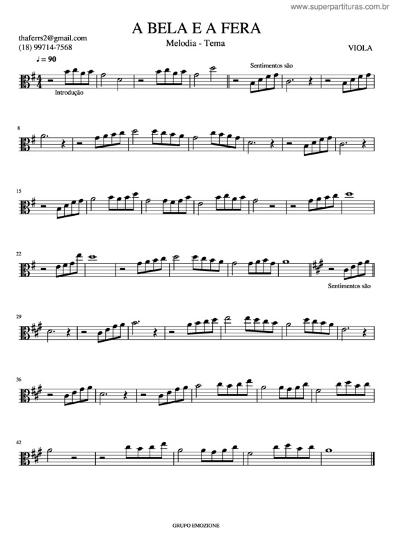 Partitura da música A Bela E A Fera v.21