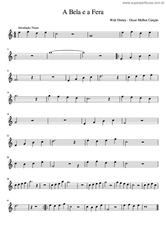 Partitura da música A Bela E A Fera v.22