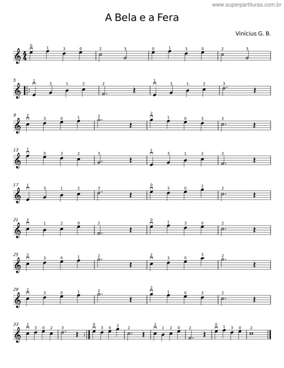 Partitura da música A Bela E A Fera v.26