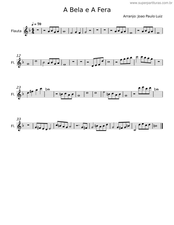 Partitura da música A Bela E A Fera v.28