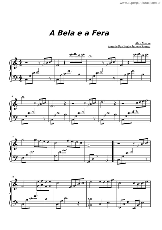 Partitura da música A Bela E A Fera v.29