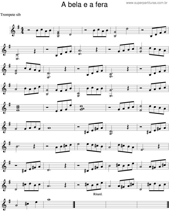 Partitura da música A Bela E A Fera v.3