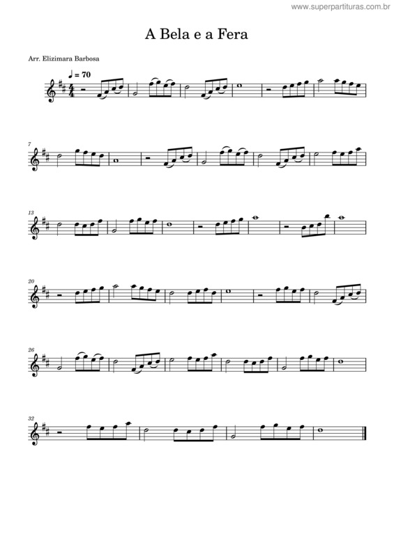 Partitura da música A Bela E A Fera v.30