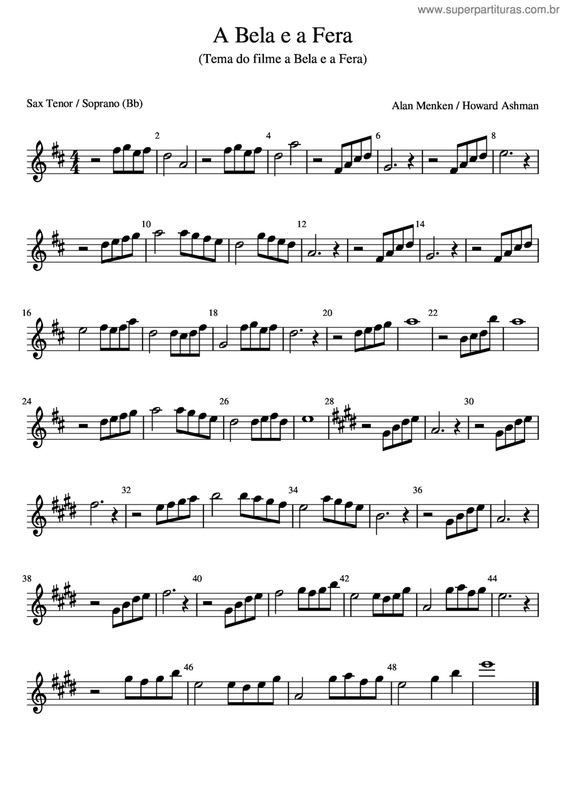 Partitura da música A Bela E A Fera v.6