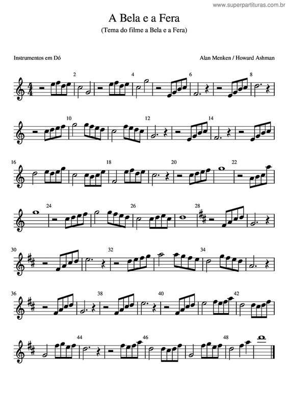 Partitura da música A Bela E A Fera v.7