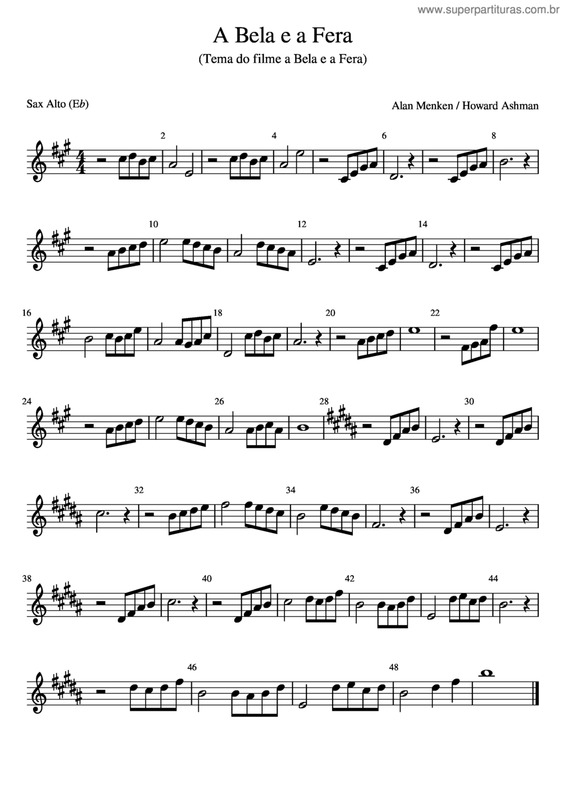 Partitura da música A Bela E A Fera v.8