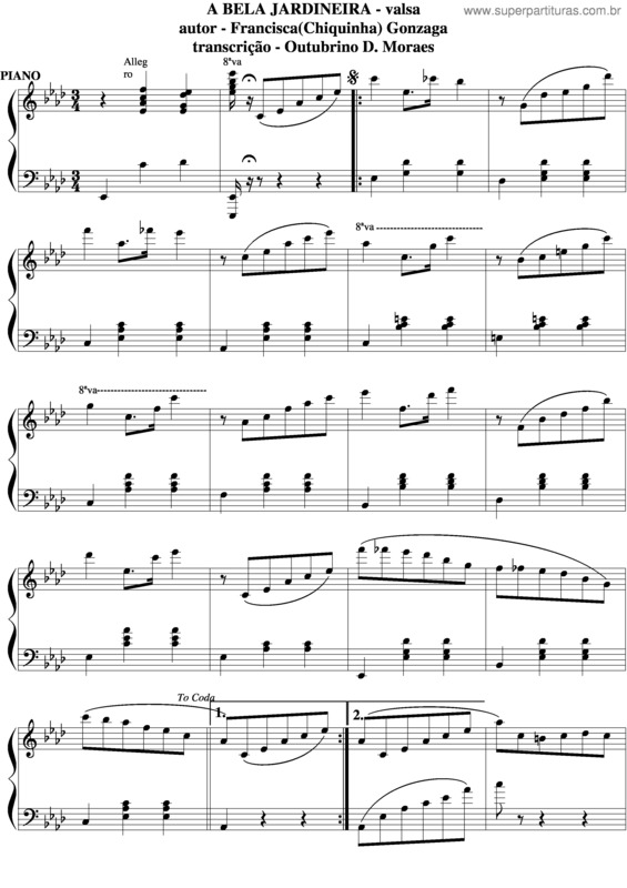 Partitura da música A Bela Jardineira