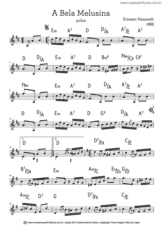 Partitura da música A Bela Melusina