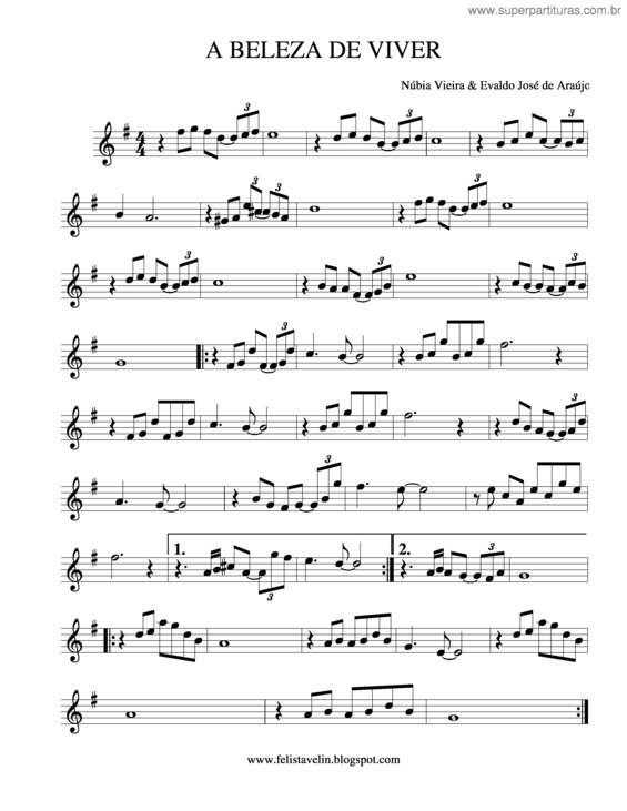 Partitura da música A Beleza De Viver v.2