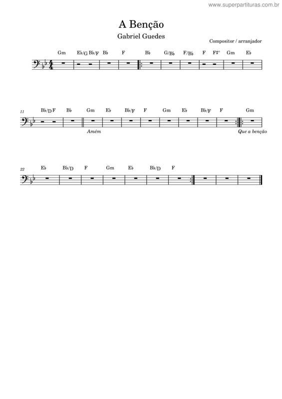 Partitura da música A Benção – Gabriel Guedes