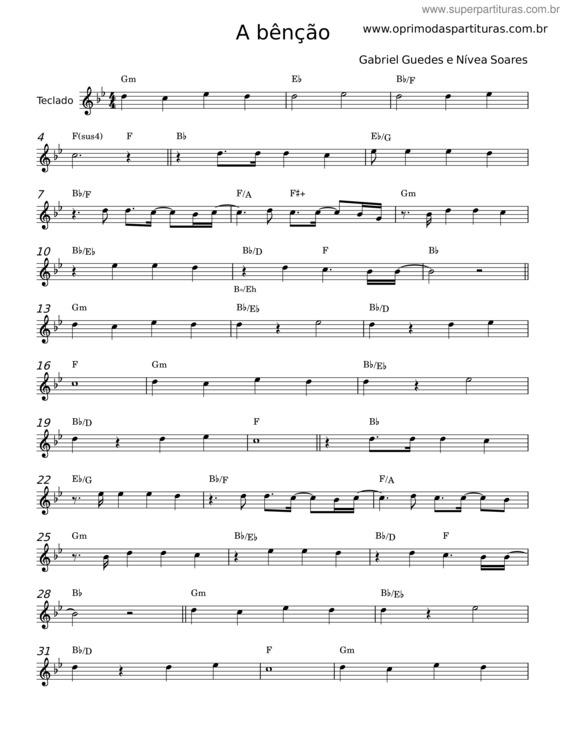 Partitura da música A Bênção – Julia Vitória Feat. Gabriel Guedes v.2