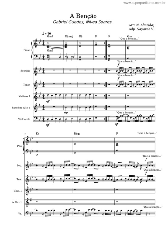 Partitura da música A Bênção – Julia Vitória Feat. Gabriel Guedes v.8