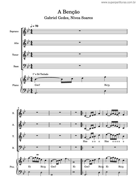 Partitura da música A Bênção – Julia Vitória Feat. Gabriel Guedes