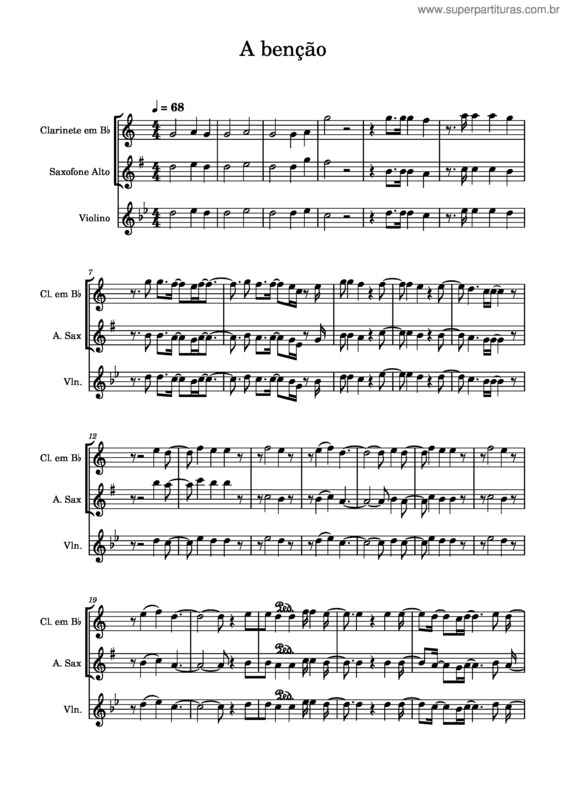 Partitura da música A Benção v.15