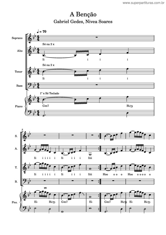 Partitura da música A Benção v.16