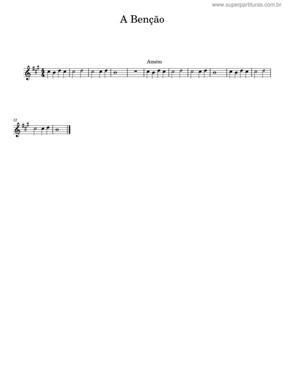 Partitura da música A Benção v.18