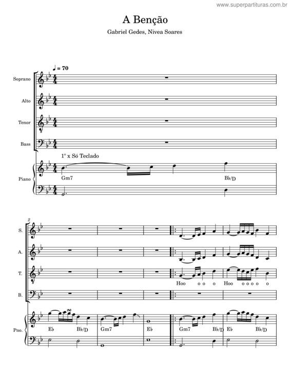 Partitura da música A Benção v.20