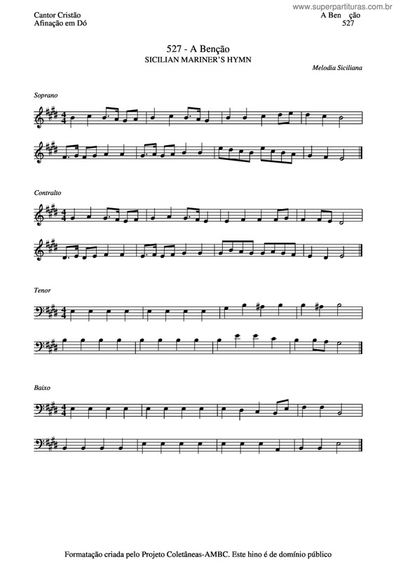 Partitura da música A Bênção v.3