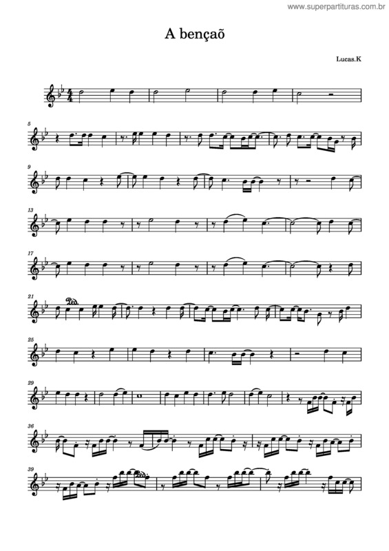 Partitura da música A Benção Violino