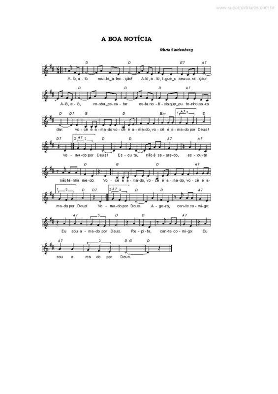 Partitura da música A Boa Notícia