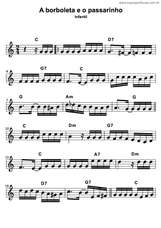 Partitura da música A Borboleta E O Passarinho v.2