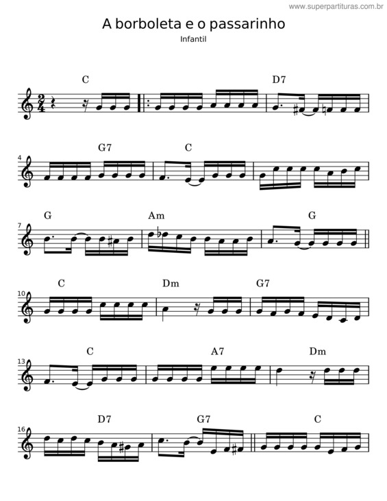 Partitura da música A Borboleta E O Passarinho v.3