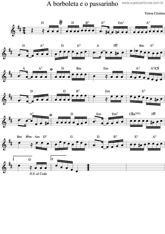 Partitura da música A Borboleta E O Passarinho