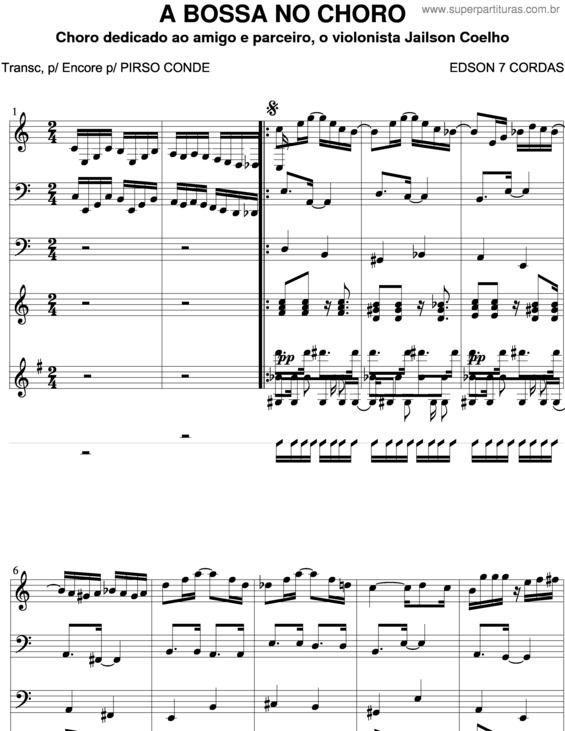 Partitura da música A Bossa No Choro v.3