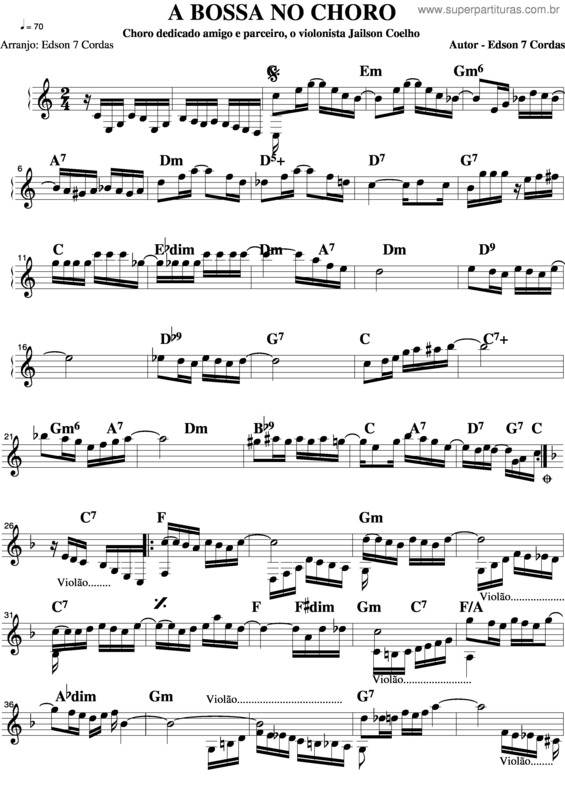 Partitura da música A Bossa No Choro v.5