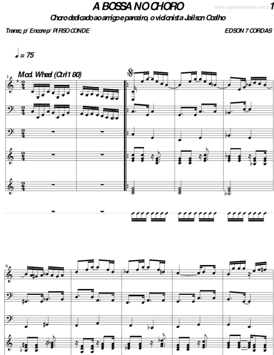 Partitura da música A Bossa no Choro