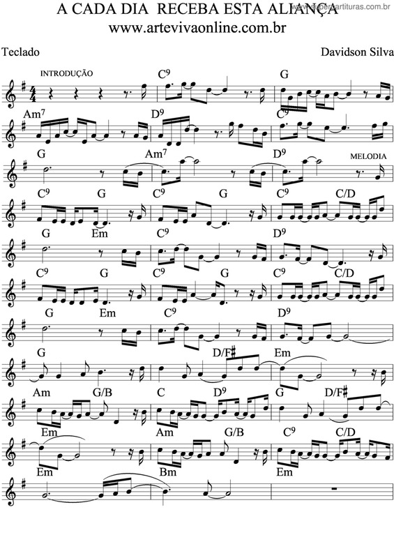 Partitura da música A Cada Dia Receba Esta Aliança