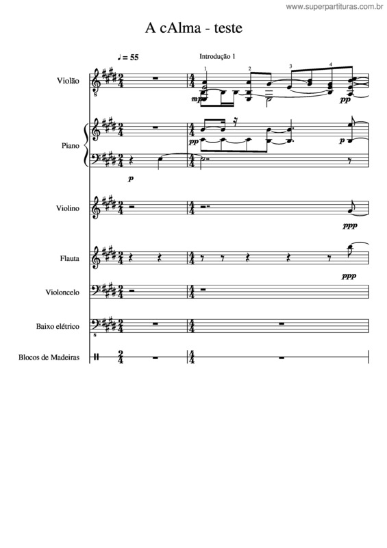 Partitura da música A Calma
