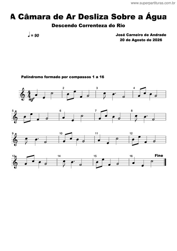 Partitura da música A Câmara De Ar Desliza Sobre A Água