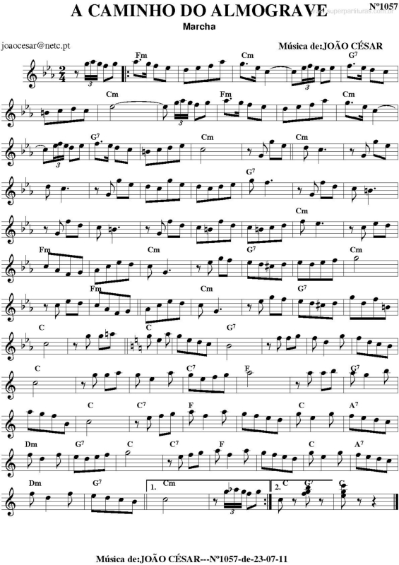 Partitura da música A caminho do Almograve