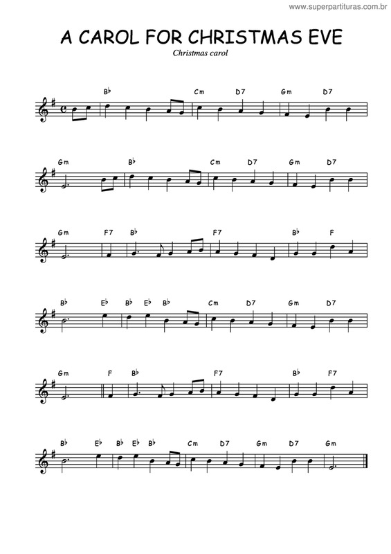 Partitura da música A Carol For Christmas Eve