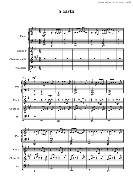 Partitura da música A Carta 4 Vozes