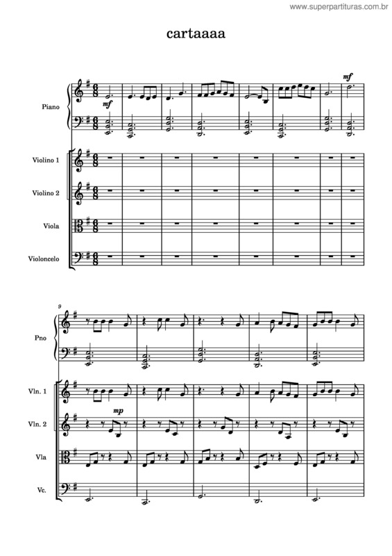 Partitura da música A Carta Hino Avulso Piano A Carta Completo Piano