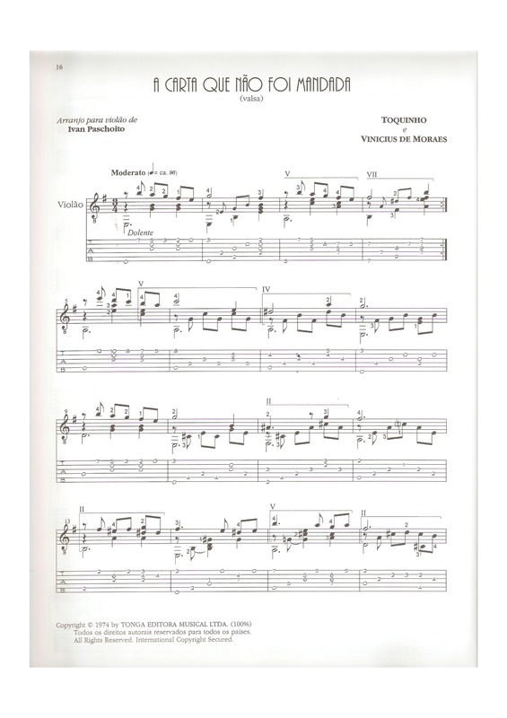 Partitura da música A Carta Que Não Foi Mandada v.2