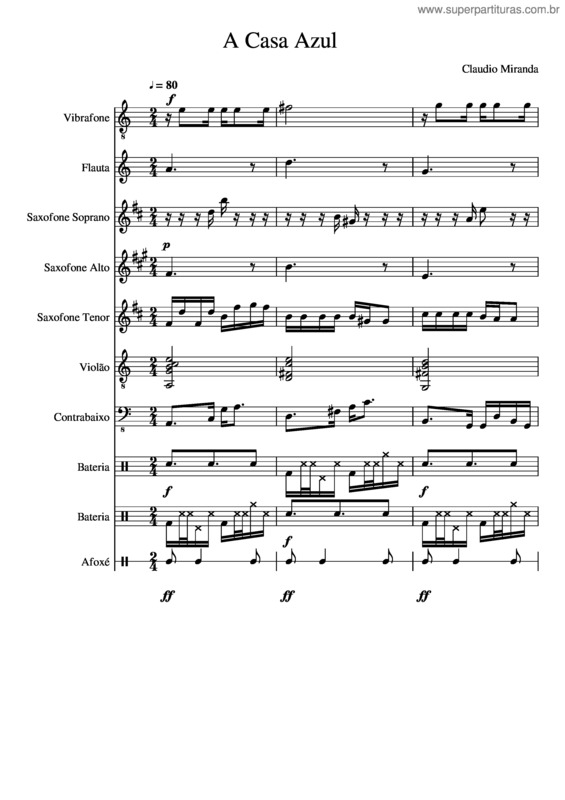 Partitura da música A Casa Azul